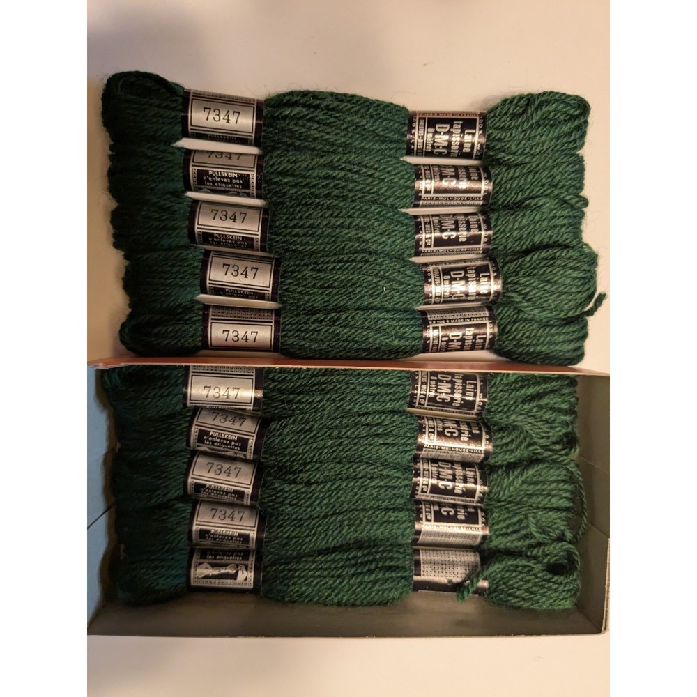 10 Skeins Laine Tapisserie DMC 100% Wool 8 Meters ea #7347 Very Dark Forest Gree
